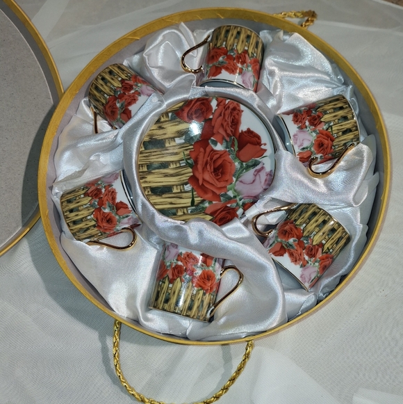 GNA Fine Porcelain Other - Antique GNA Fine Porcelain Espresso Set With Gold Trim In Original Box